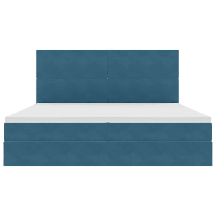 Bed met LED -striplichten Donkerblauw 200 x 200 cm Fluweel