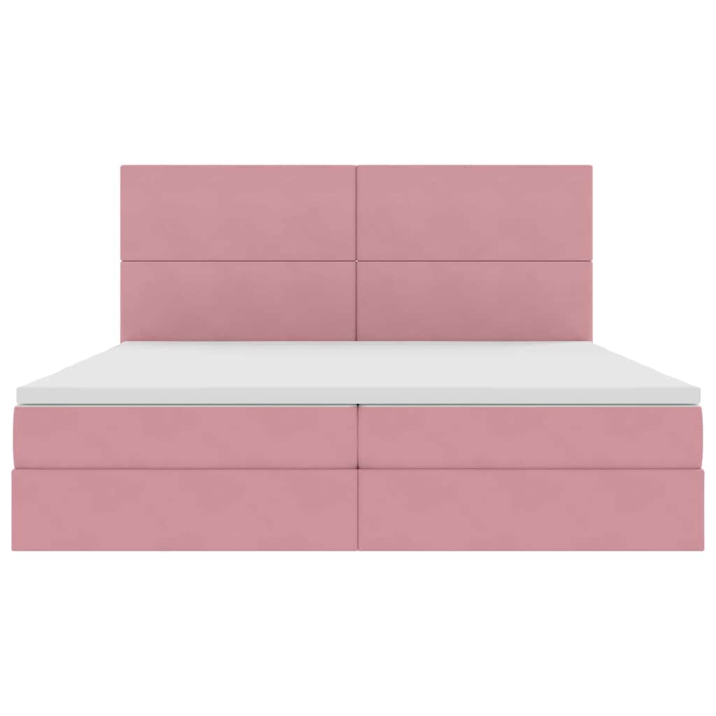 Bed met LED -striplichten met opslag Roze 200 x 200 cm Fluweel