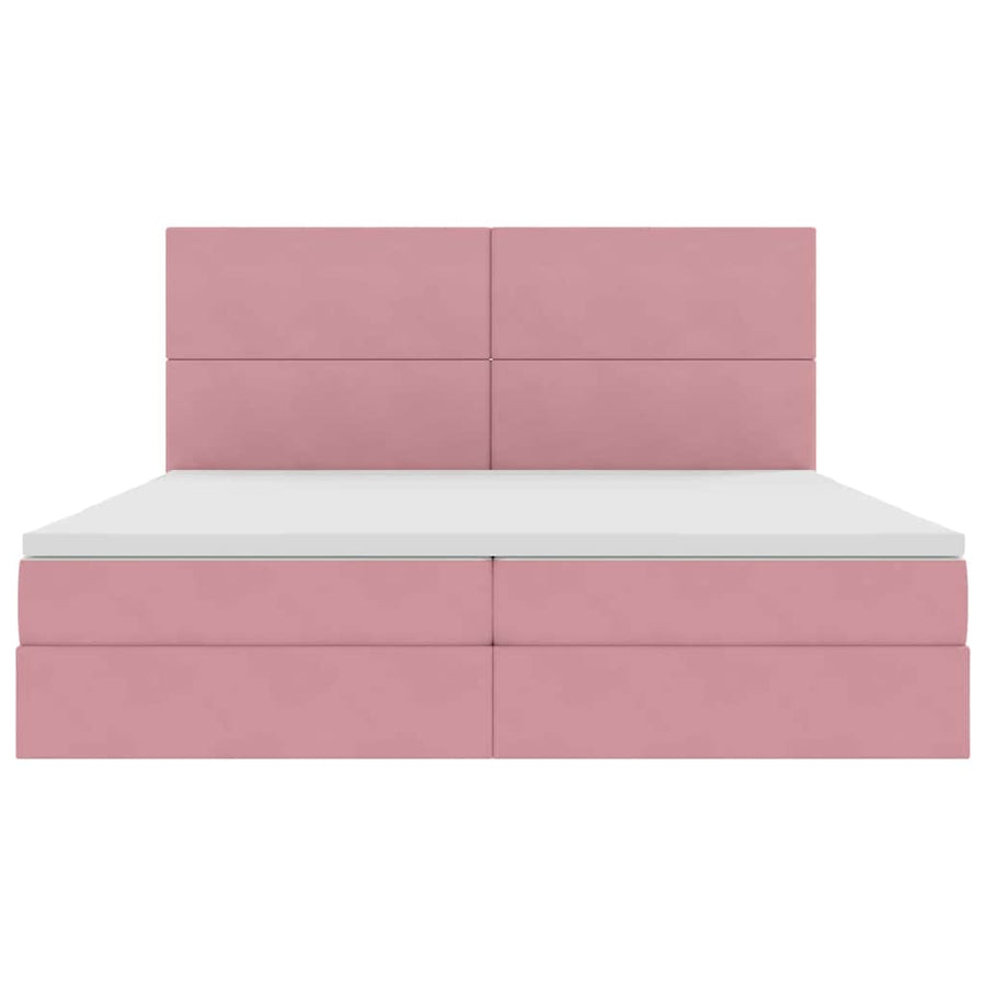 Bed met LED -striplichten met opslag Roze 200 x 200 cm Fluweel