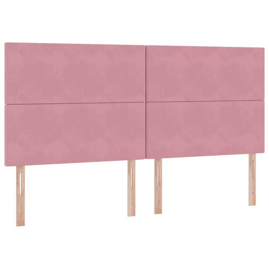 Bed met LED -striplichten met opslag Roze 200 x 200 cm Fluweel