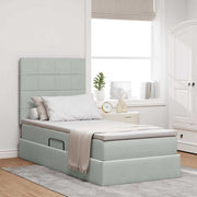 Opbergbed lichtgrijs 90x190 cm fluweel LED