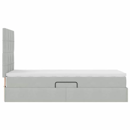 Opbergbed met LED met matras Lichtgrijs 90 x 200 cm Fluweel