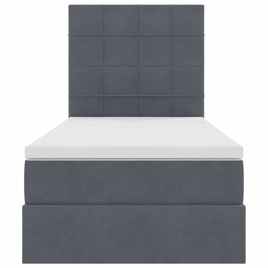 Opbergbed met LED met matras Donkergrijs 100 x 200 cm Fluweel