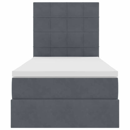 Opbergbed met LED met matras Donkergrijs 100 x 200 cm Fluweel