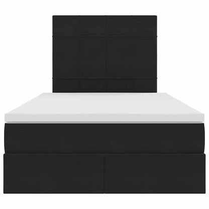 Opbergbed met LED met matras Zwart 120 x 190 cm Fluweel