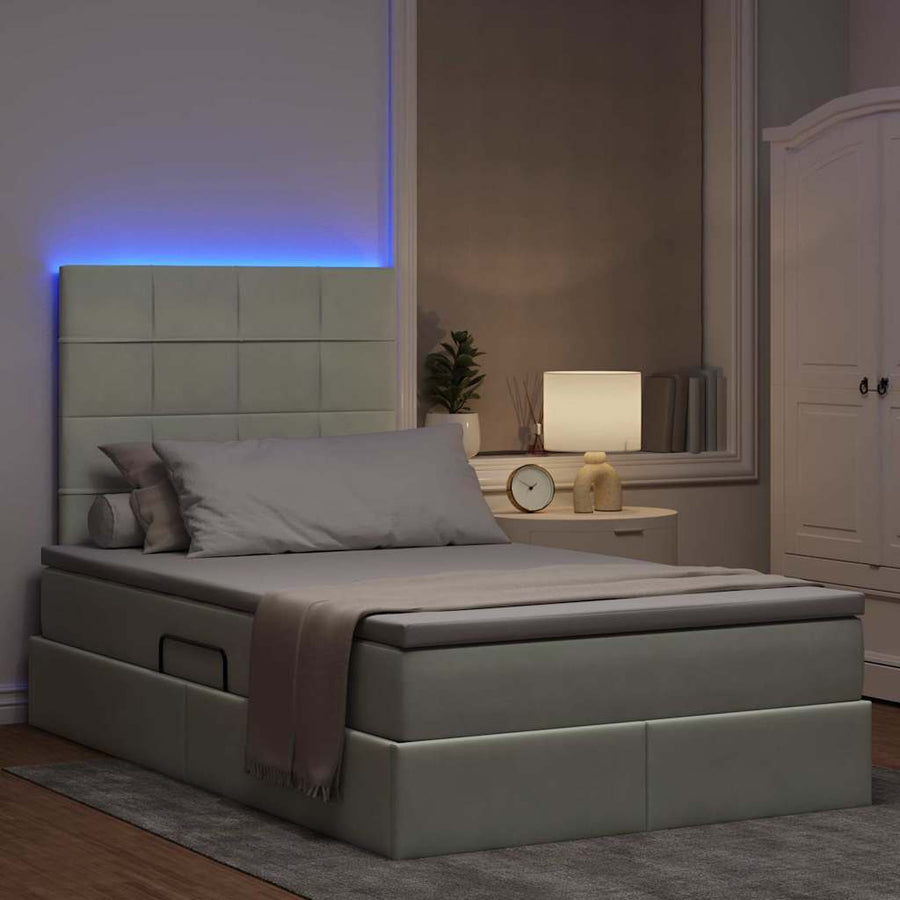 Bed met LED -striplichten Lichtgrijs 120 x 200 cm Fluweel
