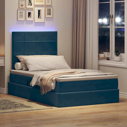 Bed met LED -striplichten Donkerblauw 120 x 200 cm Fluweel