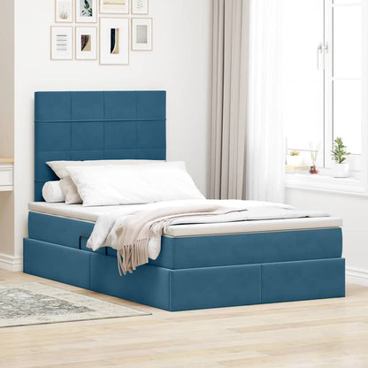 Bed met LED -striplichten Donkerblauw 120 x 200 cm Fluweel