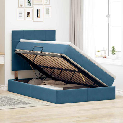 Bed met LED -striplichten Donkerblauw 120 x 200 cm Fluweel