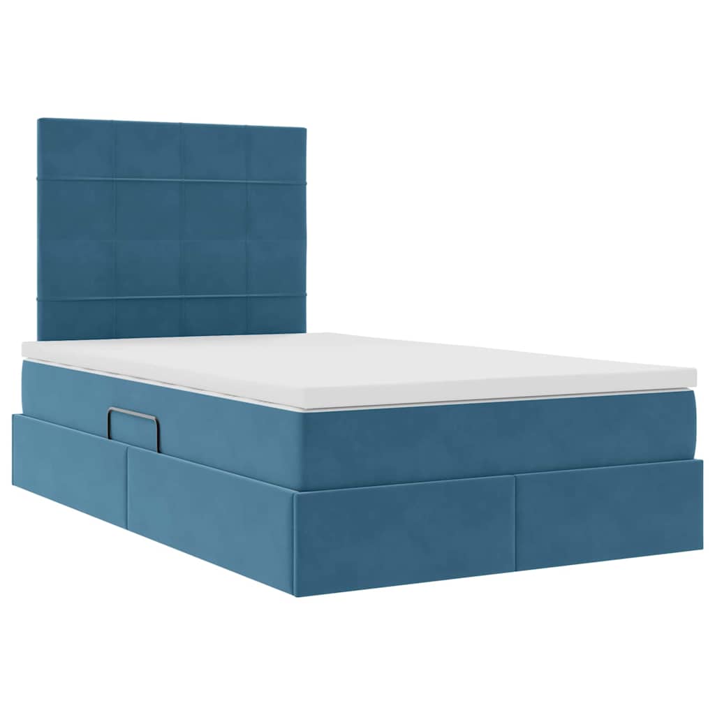 Bed met LED -striplichten Donkerblauw 120 x 200 cm Fluweel