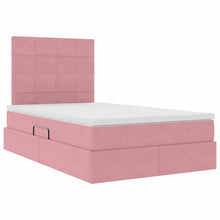 Bed met LED -striplichten met opslag Roze 120 x 200 cm Fluweel
