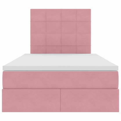 Bed met LED -striplichten met opslag Roze 120 x 200 cm Fluweel