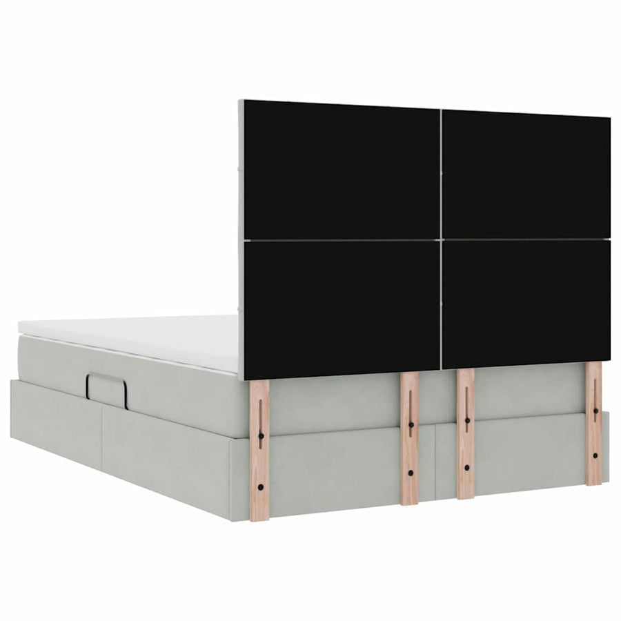 Bed met LED -striplichten Lichtgrijs 140 x 190 cm Fluweel