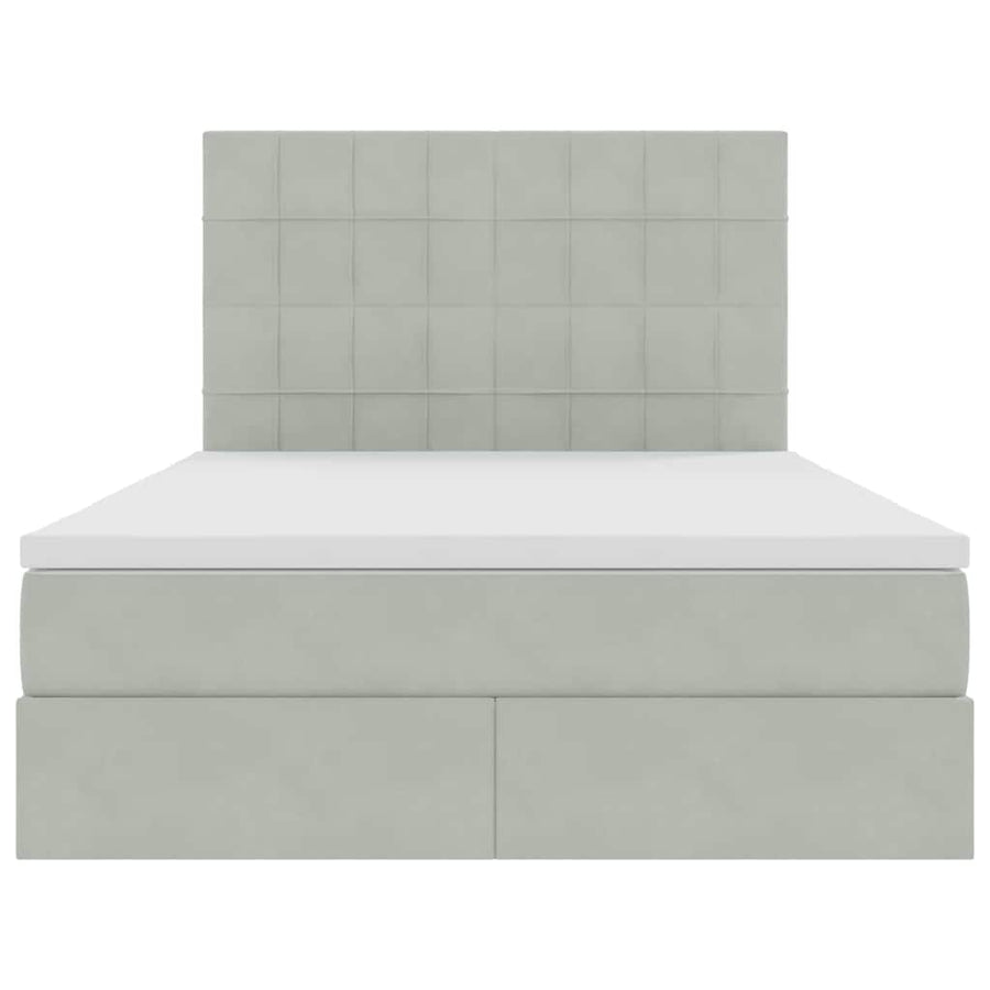 Bed met LED -striplichten Lichtgrijs 140 x 190 cm Fluweel