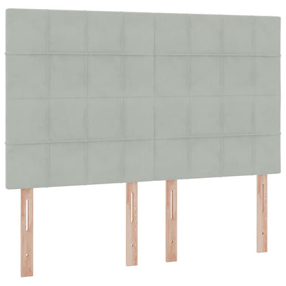 Bed met LED -striplichten Lichtgrijs 140 x 190 cm Fluweel
