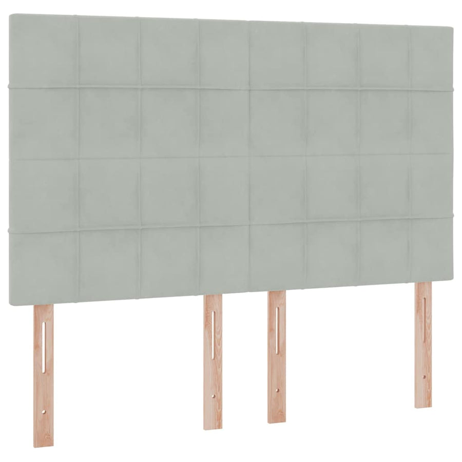 Bed met LED -striplichten Lichtgrijs 140 x 190 cm Fluweel