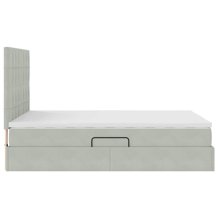 Bed met LED -striplichten Lichtgrijs 140 x 190 cm Fluweel