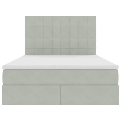 Bed met LED -striplichten Lichtgrijs 140 x 200 cm Fluweel