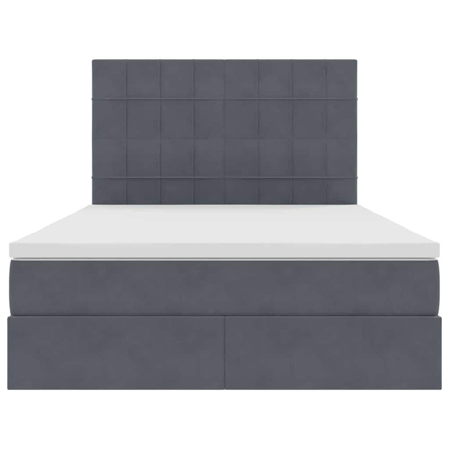 Bed met LED -striplichten Donkergrijs 140 x 200 cm Fluweel