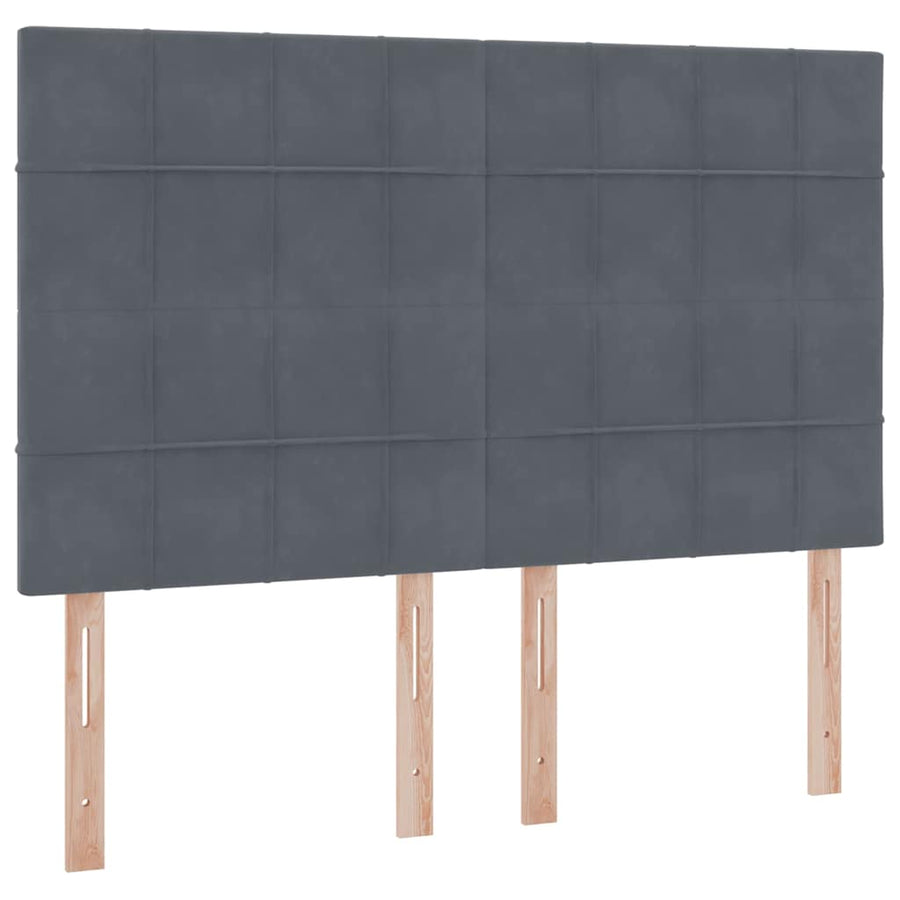 Bed met LED -striplichten Donkergrijs 140 x 200 cm Fluweel