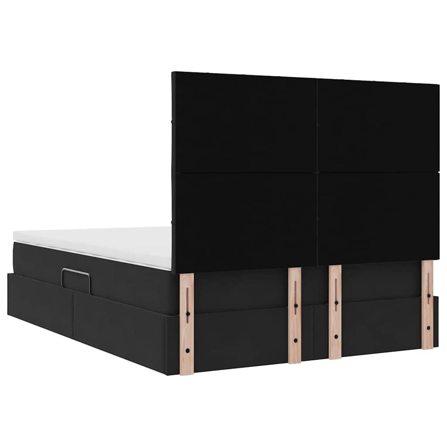 Bed met LED -striplichten met opslag Zwart 140 x 200 cm Fluweel