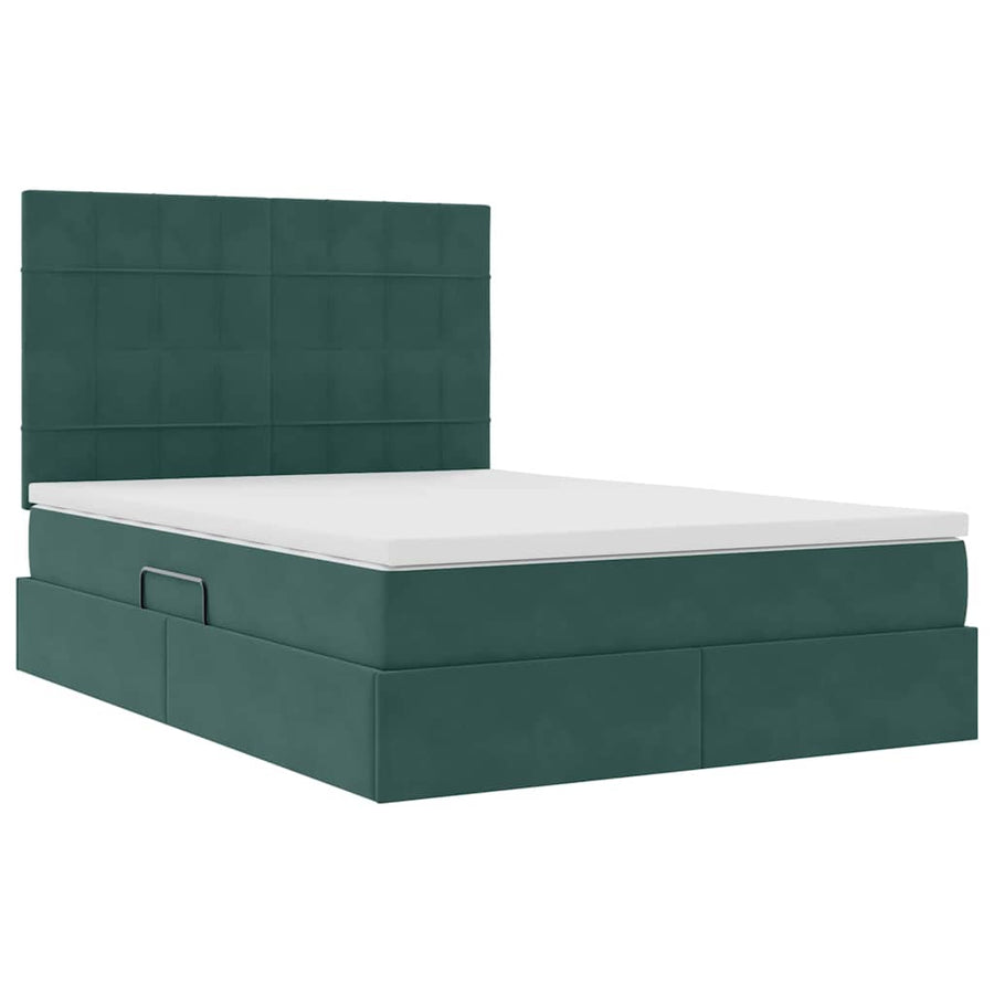Bed met LED -striplichten Donkergroen 140 x 200 cm Fluweel