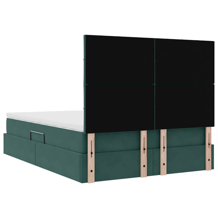 Bed met LED -striplichten Donkergroen 140 x 200 cm Fluweel