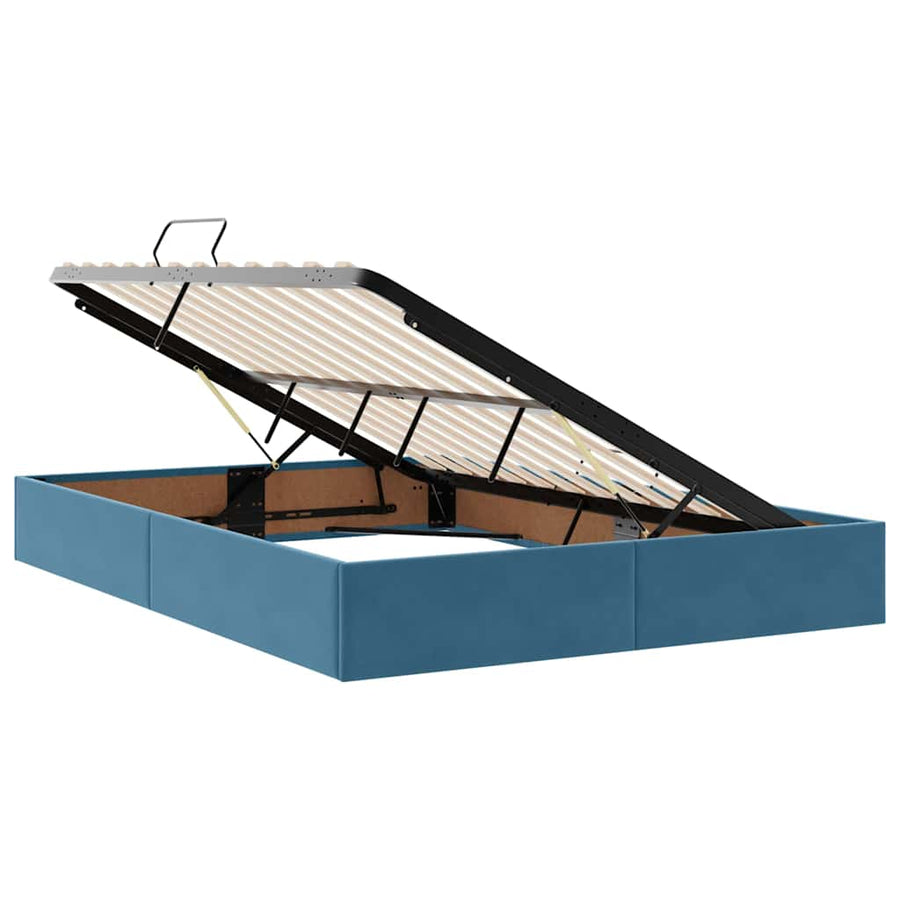 Bed met LED -striplichten Donkerblauw 140 x 200 cm Fluweel