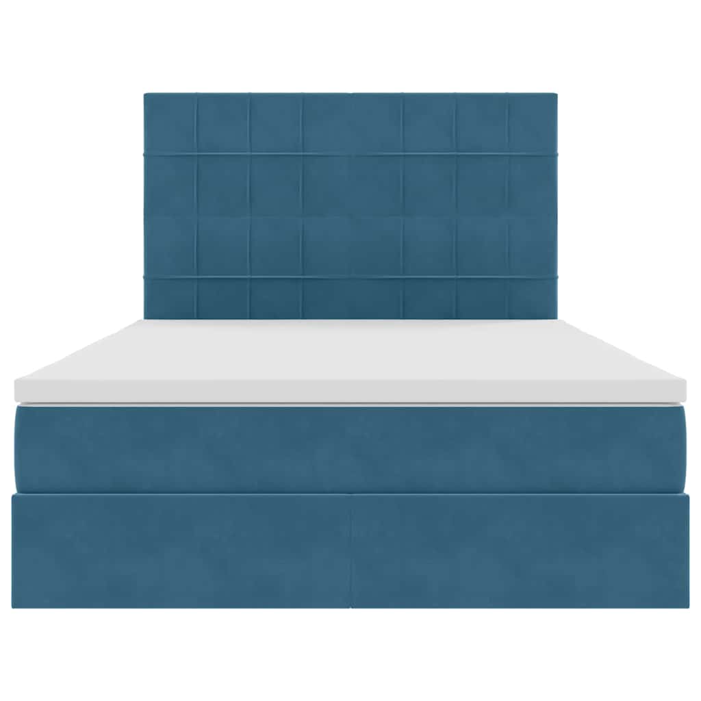 Bed met LED -striplichten Donkerblauw 140 x 200 cm Fluweel