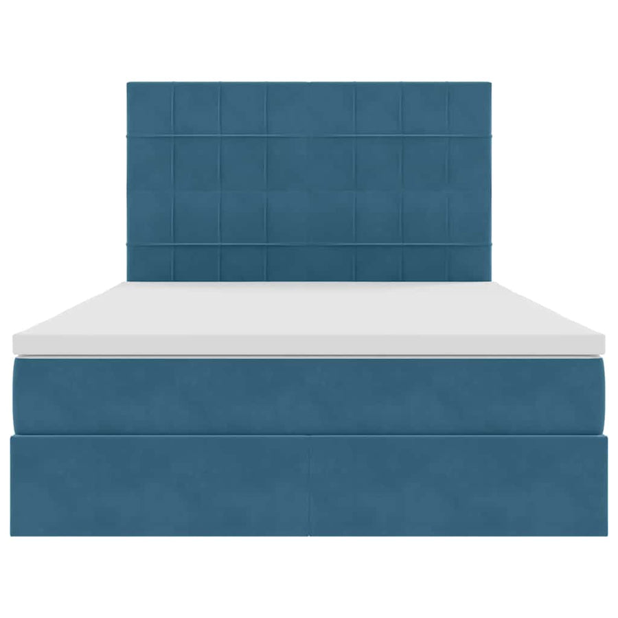 Bed met LED -striplichten Donkerblauw 140 x 200 cm Fluweel