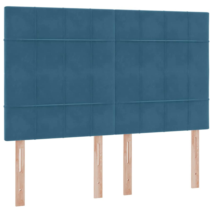 Bed met LED -striplichten Donkerblauw 140 x 200 cm Fluweel