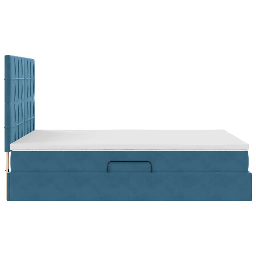 Bed met LED -striplichten Donkerblauw 140 x 200 cm Fluweel