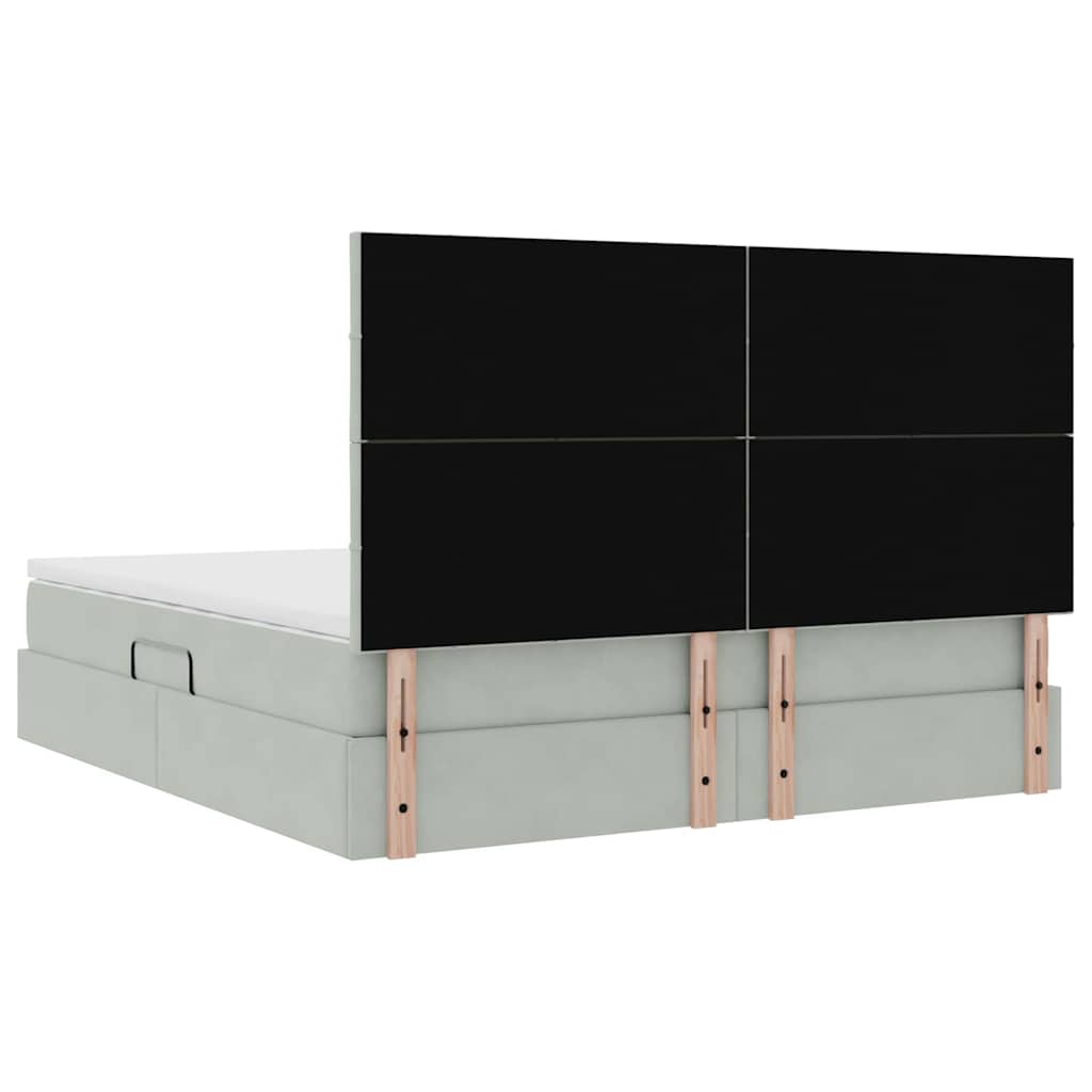 Bed met LED -striplichten Lichtgrijs 160 x 200 cm Fluweel