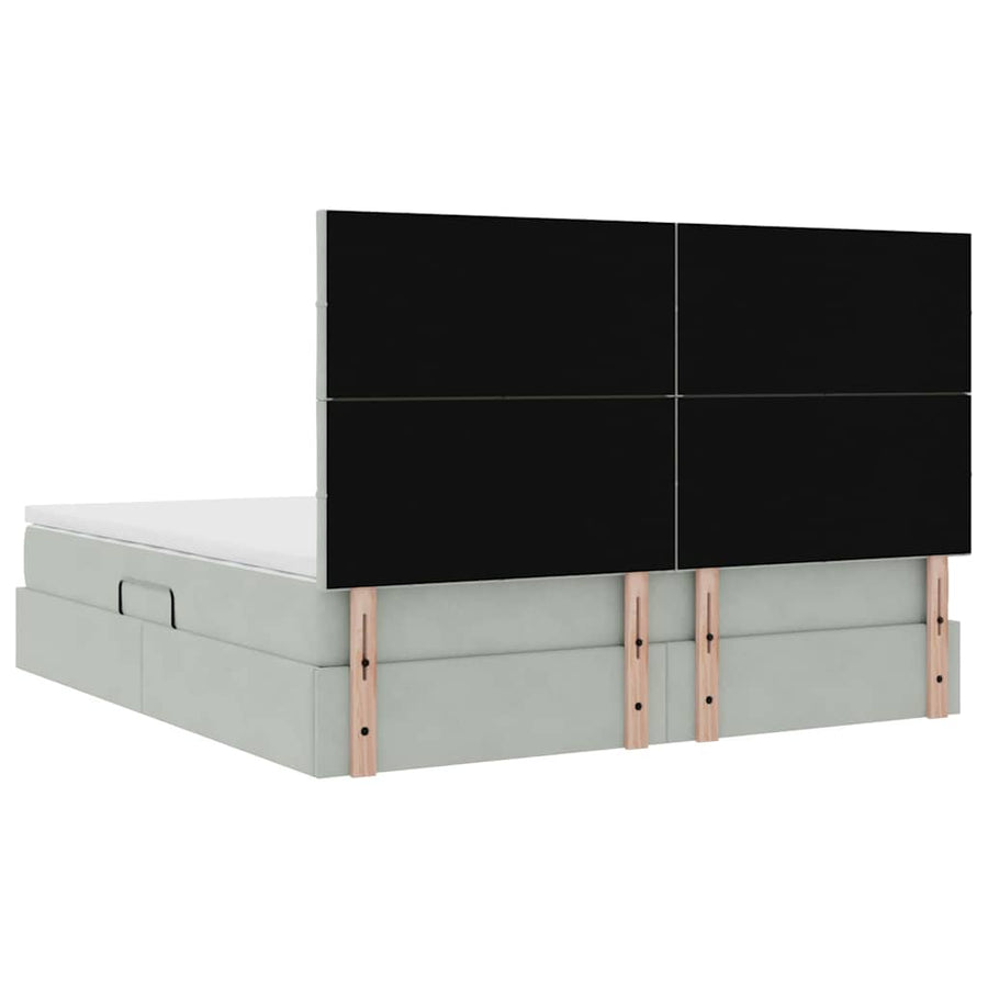 Bed met LED -striplichten Lichtgrijs 160 x 200 cm Fluweel