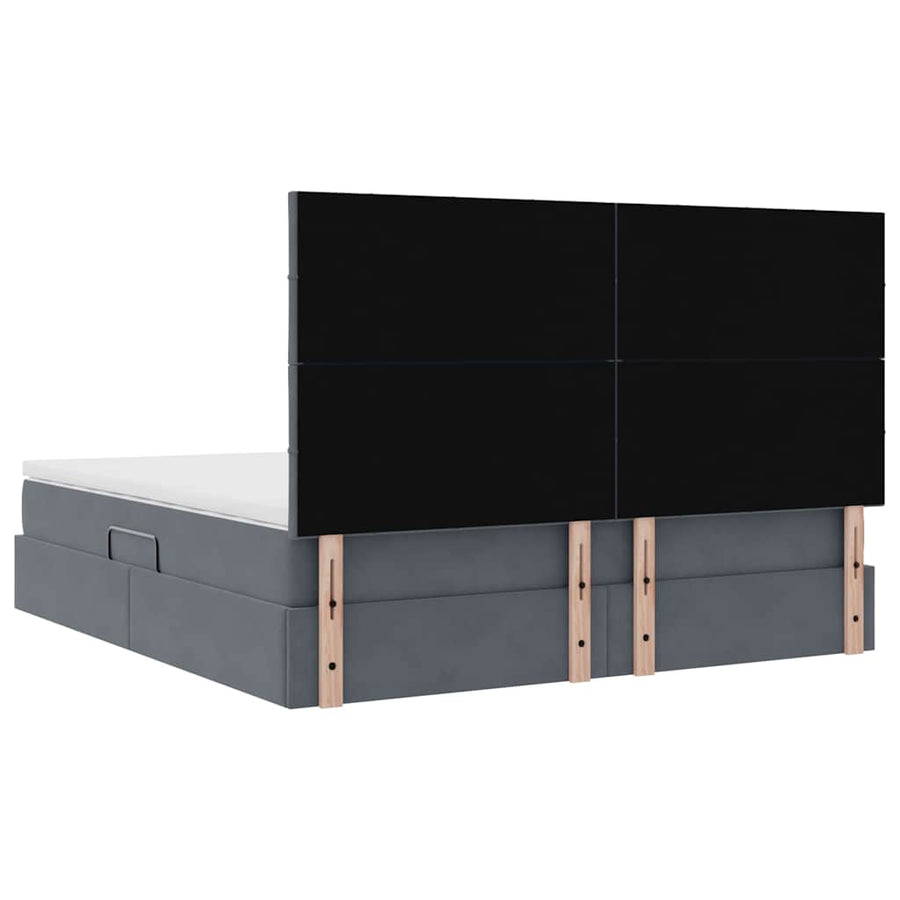 Bed met LED -striplichten Donkergrijs 160 x 200 cm Fluweel