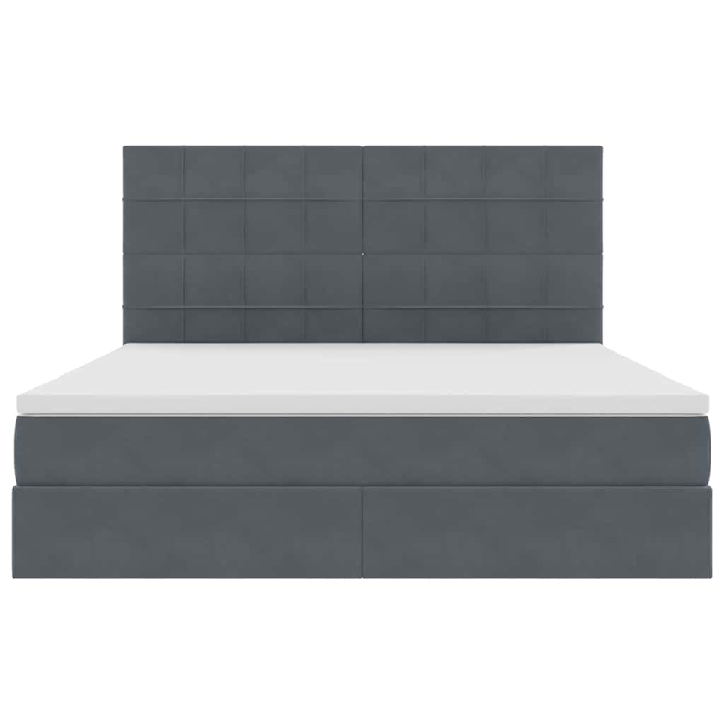 Bed met LED -striplichten Donkergrijs 160 x 200 cm Fluweel