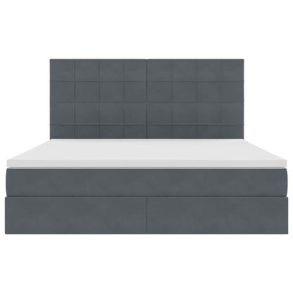 Bed met LED -striplichten Donkergrijs 160 x 200 cm Fluweel