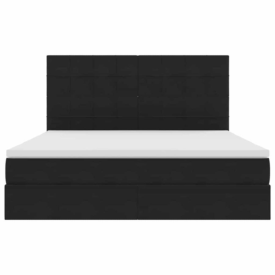 Bed met LED -striplichten met opslag Zwart 160 x 200 cm Fluweel