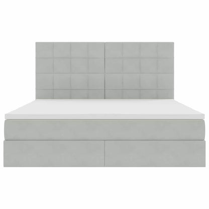 Bed met LED -striplichten Lichtgrijs 180 x 200 cm Fluweel
