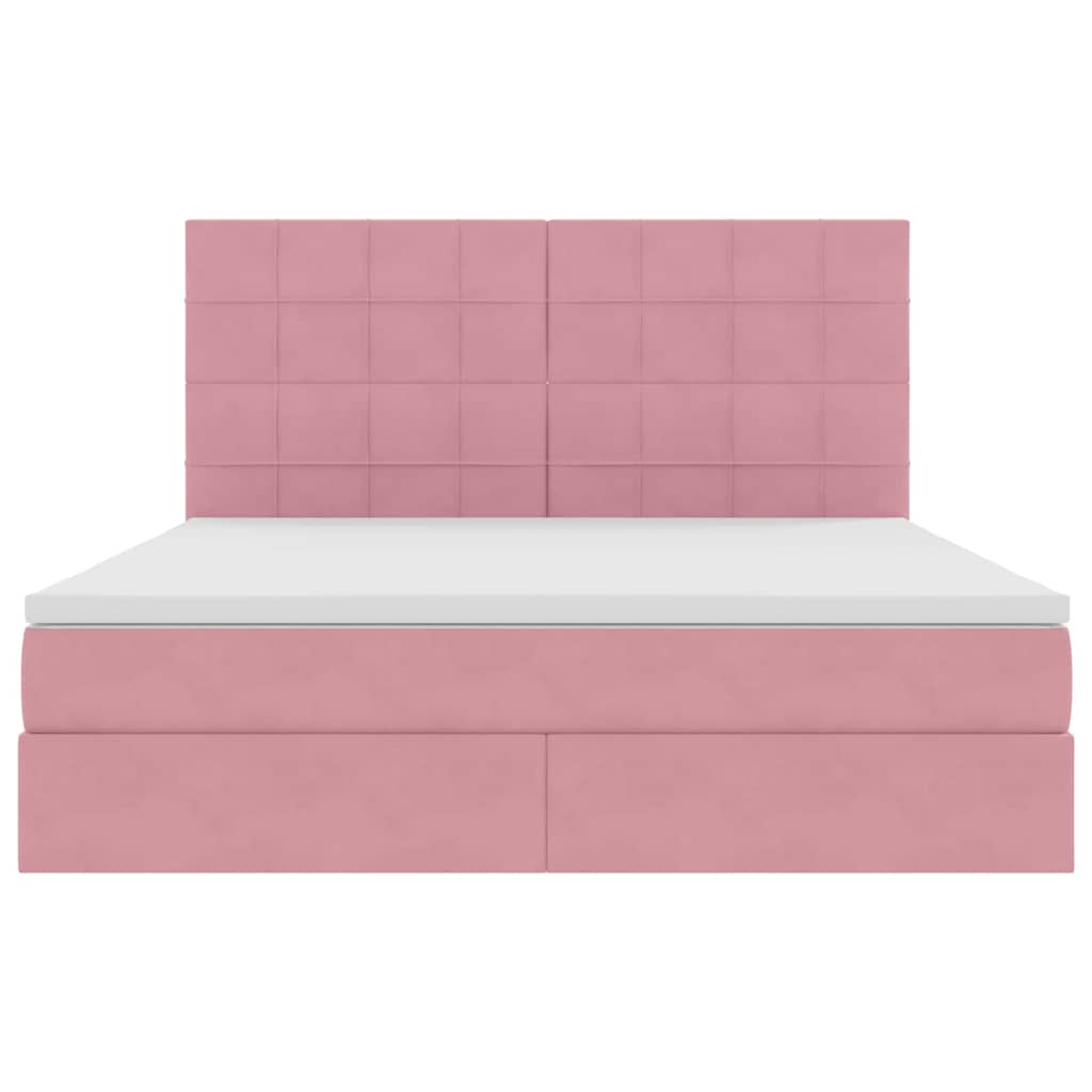 Bed met LED -striplichten met opslag Roze 180 x 200 cm Fluweel