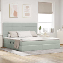 Bed met LED -striplichten Lichtgrijs 200 x 200 cm Fluweel
