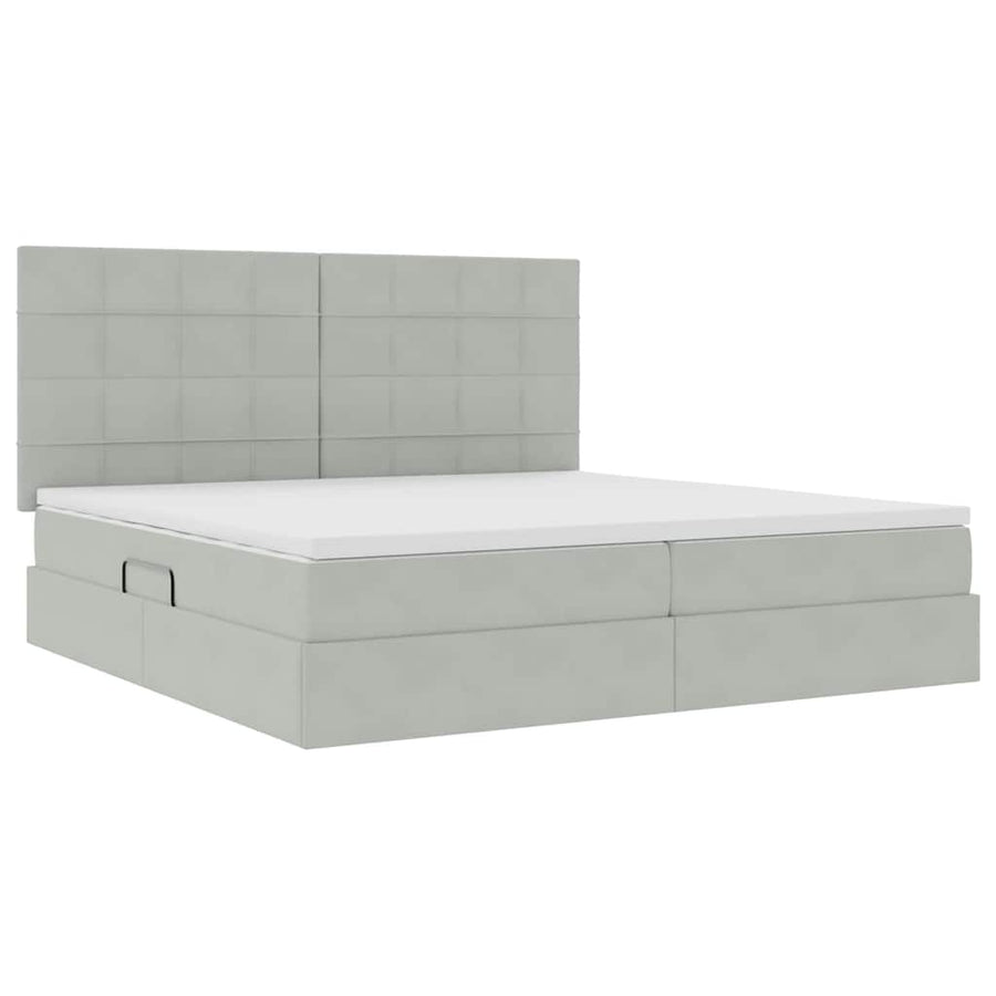 Bed met LED -striplichten Lichtgrijs 200 x 200 cm Fluweel