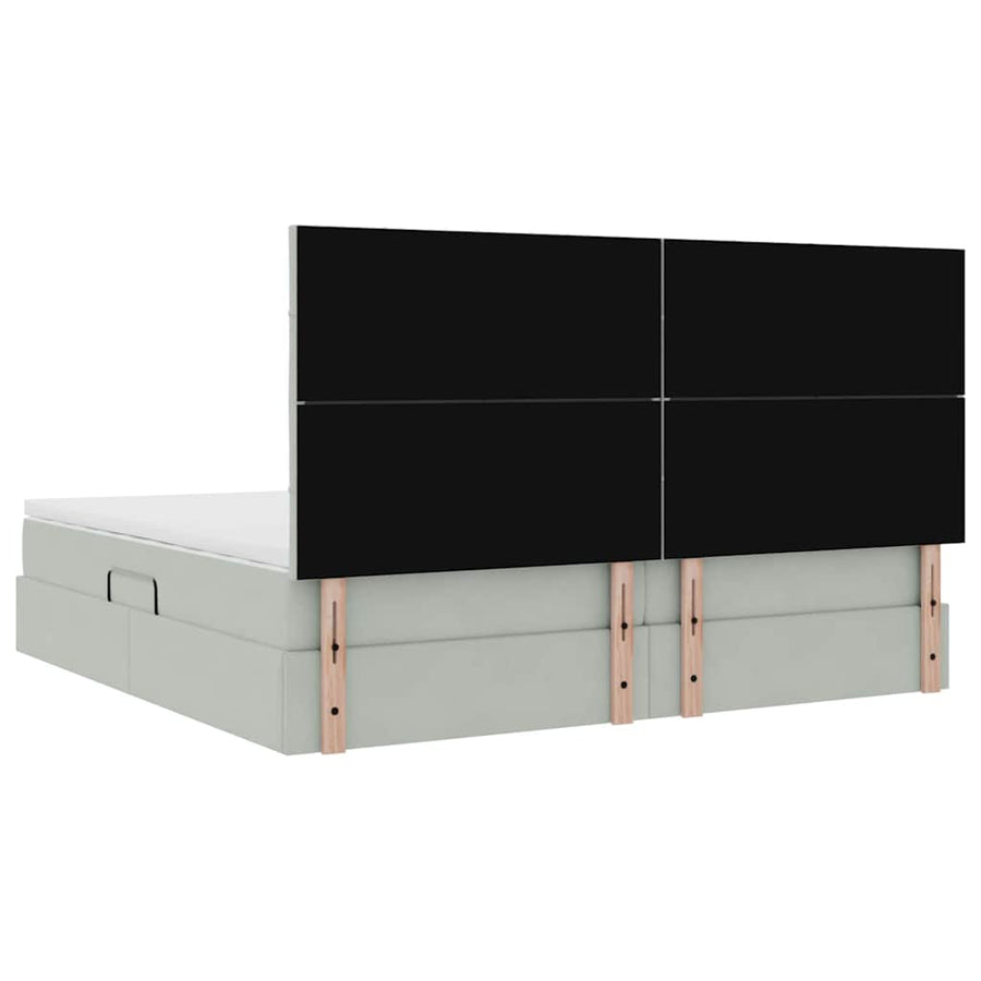 Bed met LED -striplichten Lichtgrijs 200 x 200 cm Fluweel