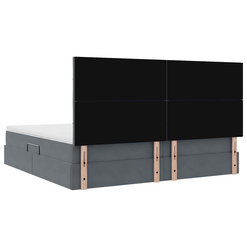 Bed met LED -striplichten Donkergrijs 200 x 200 cm Fluweel