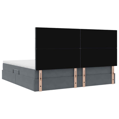 Bed met LED -striplichten Donkergrijs 200 x 200 cm Fluweel