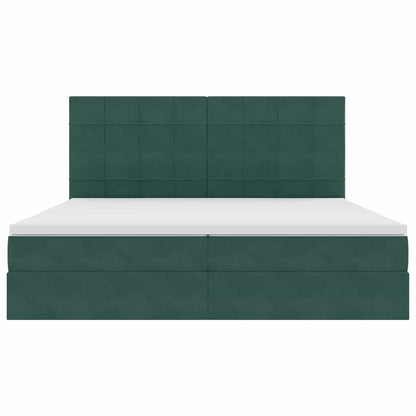 Opbergbed met LED met matras Donkergroen 200 x 200 cm Fluweel