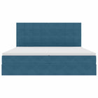 Storage Bed with LED and Mattress Dark Blue 200 x 200 cm Velvet