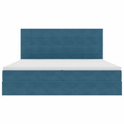 Opbergbed 200x200 cm donkerblauw fluweel met LED