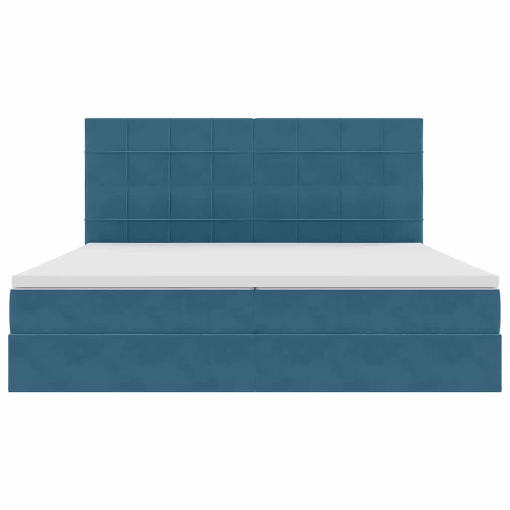 Bed met LED -striplichten Donkerblauw 200 x 200 cm Fluweel