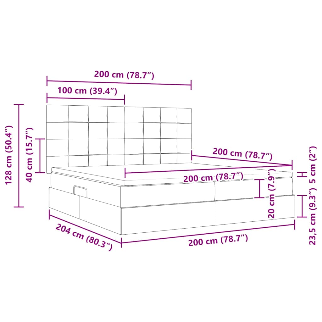 Bed met LED -striplichten Donkerblauw 200 x 200 cm Fluweel